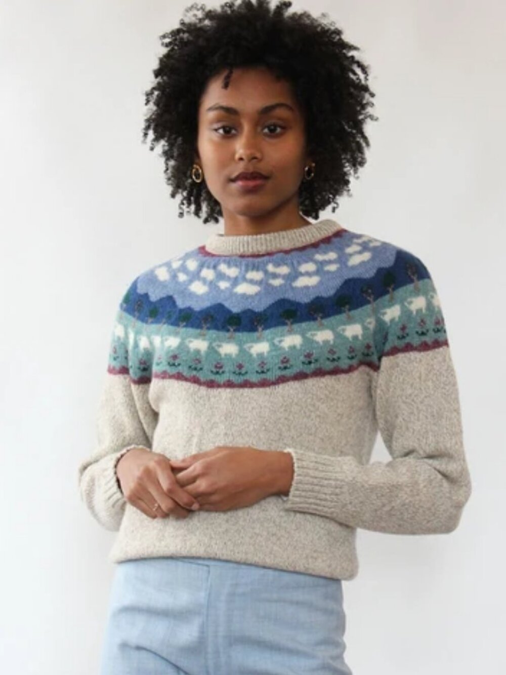 Eddie Bauer Vintage Folksy Fair Isle Wool Blend Pullover Knit Sweater Size Large